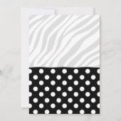 Black Polka Dot Zebra Print Baby shower Uitnodigin Kaart (Achterkant)