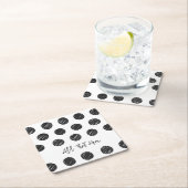 Black Polka Dots Artisan Hand getrokken Timless Fu Kartonnen Onderzetters (Insitu)