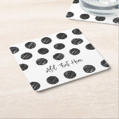 Black Polka Dots Artisan Hand getrokken Timless Fu Kartonnen Onderzetters (Schuin)