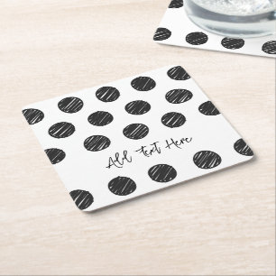 Black Polka Dots Artisan Hand getrokken Timless Fu Kartonnen Onderzetters