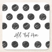 Black Polka Dots Artisan Hand getrokken Timless Fu Kartonnen Onderzetters (Voorkant)