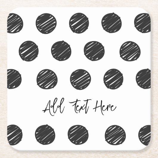 Black Polka Dots Artisan Hand getrokken Timless Fu Kartonnen Onderzetters (Voorkant)