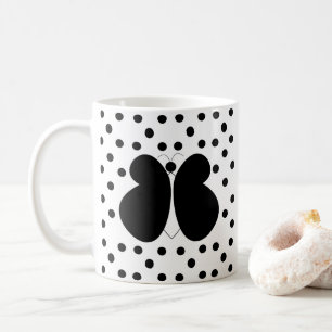 Black Polka Dots Butterfly Koffiemok