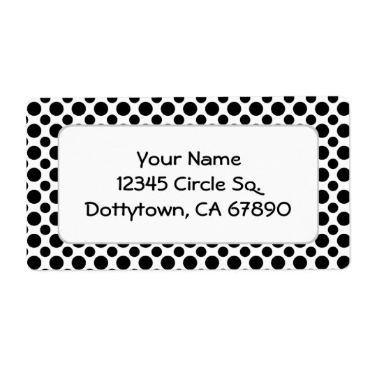 Black Polka Dots Custom Address Large Label (Voorkant)