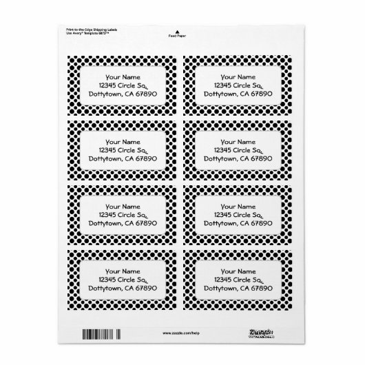 Black Polka Dots Custom Address Large Label (Full Sheet)