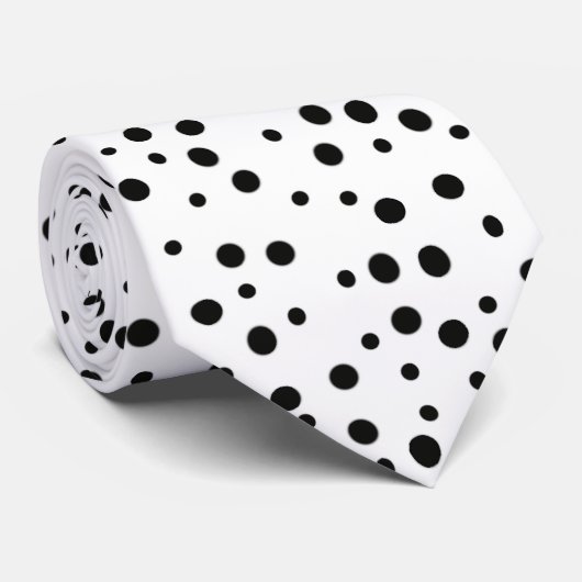 Black Polka Dots Diverse grootten op witte Stropda Stropdas (Opgerold)