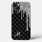 Black Polka Dots en Silver Glitter Case-Mate iPhone Case (Achterkant)