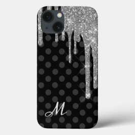 Black Polka Dots en Silver Glitter Case-Mate iPhone Case