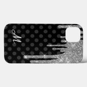 Black Polka Dots en Silver Glitter Case-Mate iPhone Case (Achterkant (horizontaal))