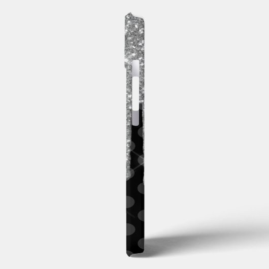 Black Polka Dots en Silver Glitter Case-Mate iPhone Case (Achterkant / Links)