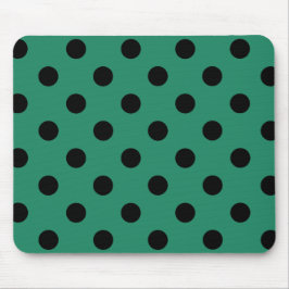 Black polka dots in green muismat