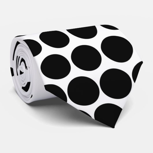 Black Polka Dots Modern White Stropdas (Opgerold)