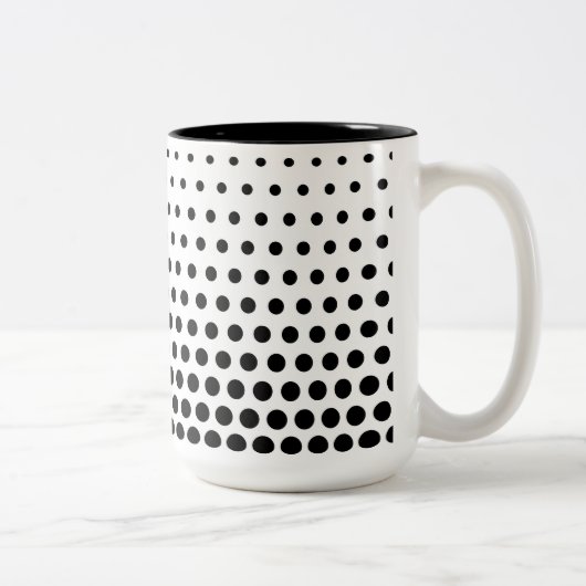 Black Polka Dots Modern White Tweekleurige Koffiemok (Rechts)