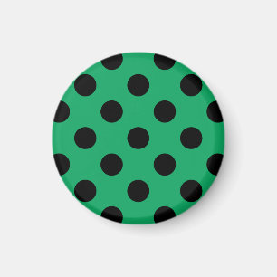 Black polka dots on fresh green magneet