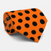 Black Polka Dots op Sinaasappel Stropdas (Opgerold)