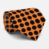 Black Polka Dots Oranje Stropdas (Opgerold)