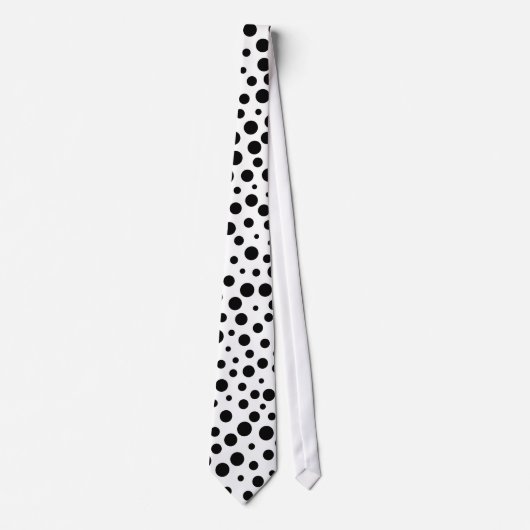 Black Polka Dots Pattern on White Stropdas (Voorkant)