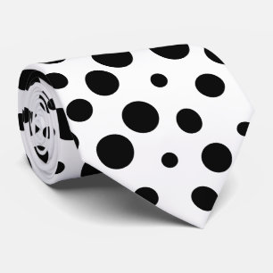 Black Polka Dots Pattern on White Stropdas