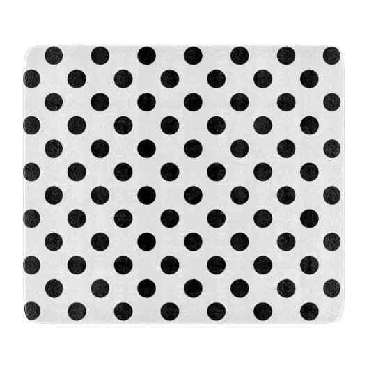 Black Polka Dots Pattern op White Snijplank (Voorkant)