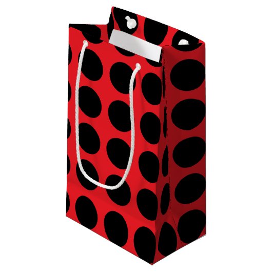 Black Polka Dots Red Klein Cadeauzakje (Voorkant Gekanteld)