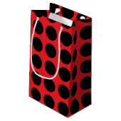 Black Polka Dots Red Klein Cadeauzakje (Achterkant Gekanteld)