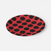 Black Polka Dots Red Papieren Bordje (Gekanteld)
