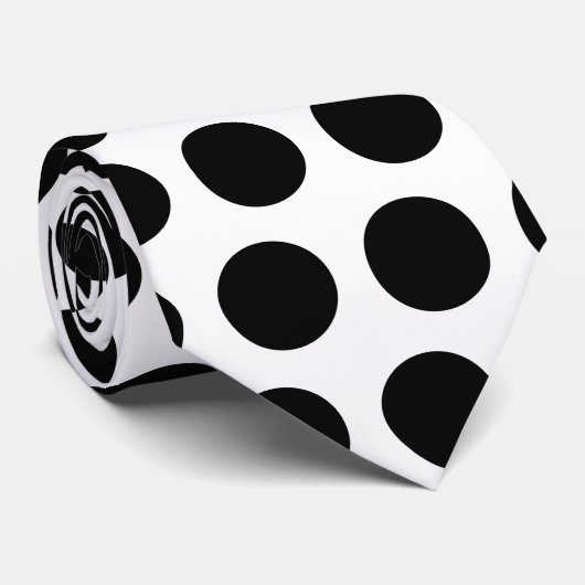 Black Polka Dots Stropdas (Opgerold)