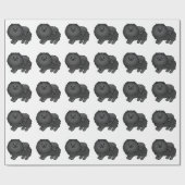 Black Pomeranian Cute Cartoon Dog Pattern Cadeaupapier (Vlak)