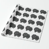 Black Pomeranian Cute Cartoon Dog Pattern Cadeaupapier (Uitgerold)