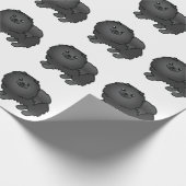 Black Pomeranian Cute Cartoon Dog Pattern Cadeaupapier (Hoek)