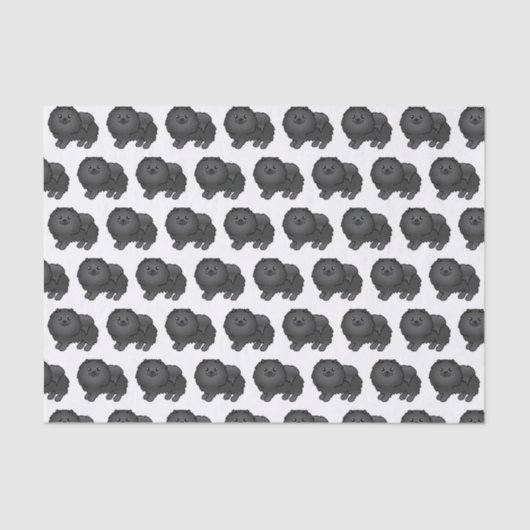 Black Pomeranian Cute Cartoon Dog Pattern Tissuepapier (Voorkant)