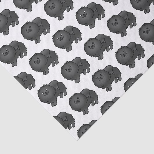 Black Pomeranian Cute Cartoon Dog Pattern Tissuepapier (Detail)