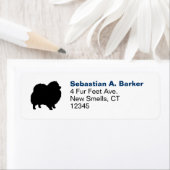 Black Pomeranian Dog Silhouette Return-adres Etiket (Insitu)