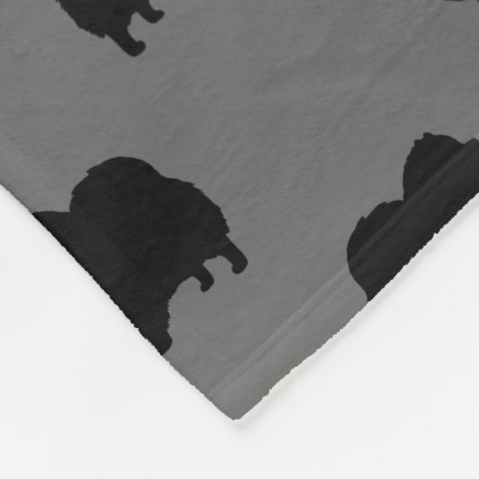 Black Pomeranian Dog Silhouettes Pattern Fleece Deken (Hoek)