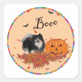 Black Pomeranian Halloween Vierkante Sticker (Voorkant)