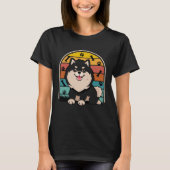 Black Pomeranian Retro Pom Mom Dog Dad Pomeranian  T-shirt (Voorkant)
