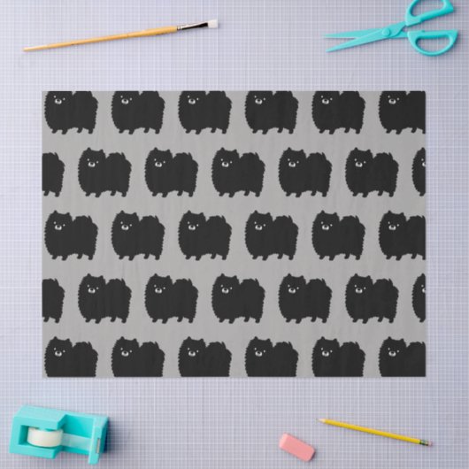 Black Pomeranians Pattern | Kute fluffy Dog Tissuepapier (Craft)