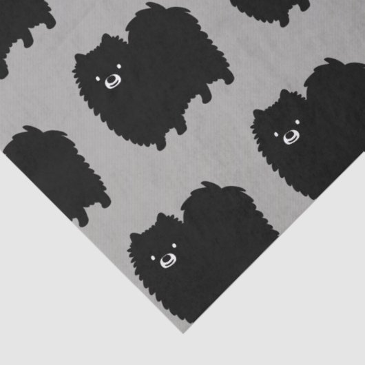 Black Pomeranians Pattern | Kute fluffy Dog Tissuepapier (Detail)
