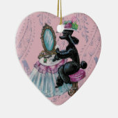 Black Poodle Boudoir Retro Art Heart Ornament (Rechts)
