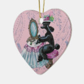 Black Poodle Boudoir Retro Art Heart Ornament (Links)