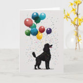 Black Poodle Celebration Wenskaart Kaart (Gele Bloem)