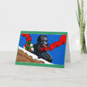 Black Poodle Christmas Art Feestdagen Kaart (Voorkant)