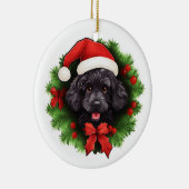 Black Poodle Christmas Wreath Keramisch Ornament (Rechts)