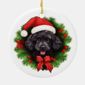 Black Poodle Christmas Wreath Keramisch Ornament (Achterkant)