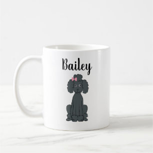 Black Poodle Cute Calligraphy Pet Personated Koffiemok