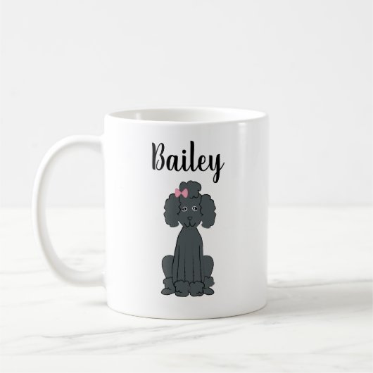 Black Poodle Cute Calligraphy Pet Personated Koffiemok (Links)