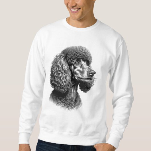 Black Poodle Dog Art Men’s Sweatshirt (Voorkant)