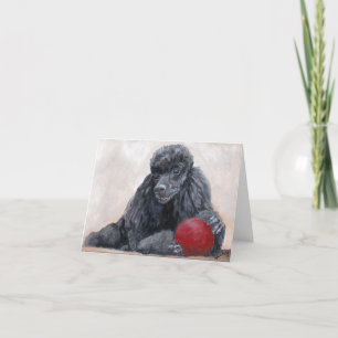 Black Poodle Dog Art Note Card Kaart