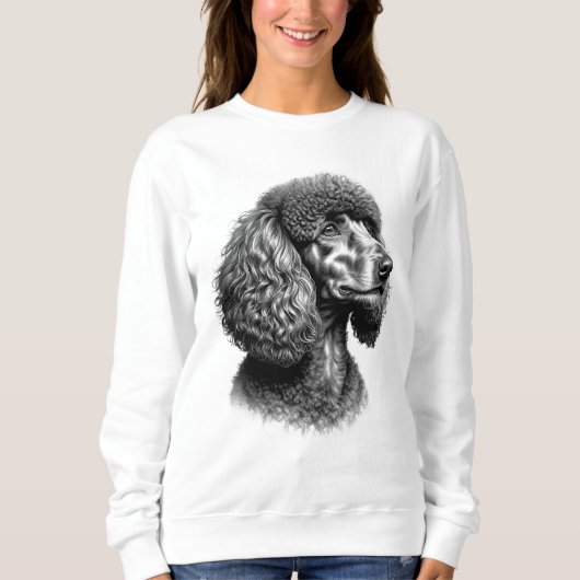 Black Poodle Dog Art Women's Sweatshirt (Voorkant)