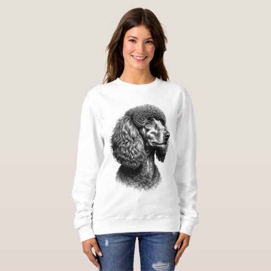 Black Poodle Dog Art Women's Sweatshirt (Voorkant volledig)